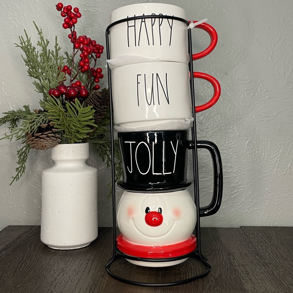 Rae Dunn stackable frosty the snow man mugs